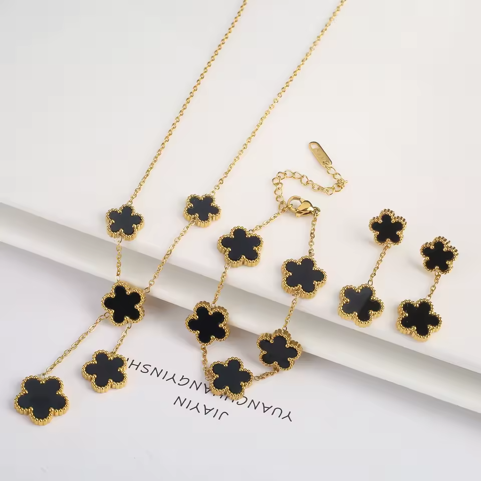 18k Gold-Plated Flower Set